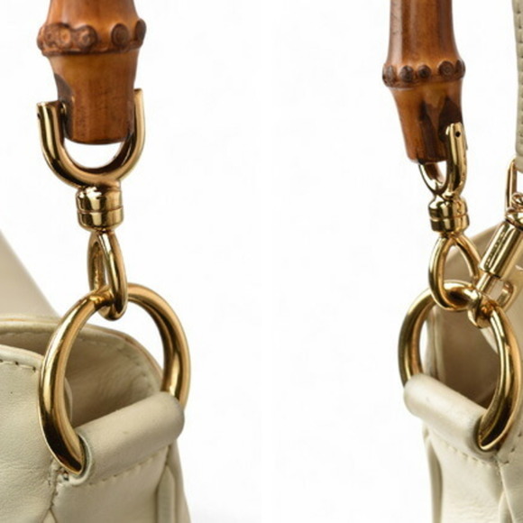 Gucci handbag shoulder bag GUCCI 2way bamboo leather cream - Picture 3 of 15